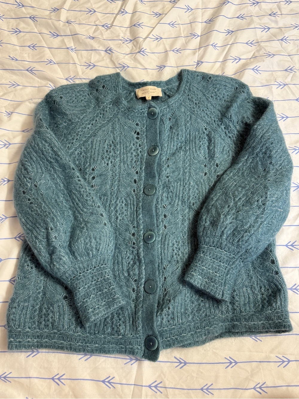 Sezane Gaspard Cardigan Mohair Blend Blue